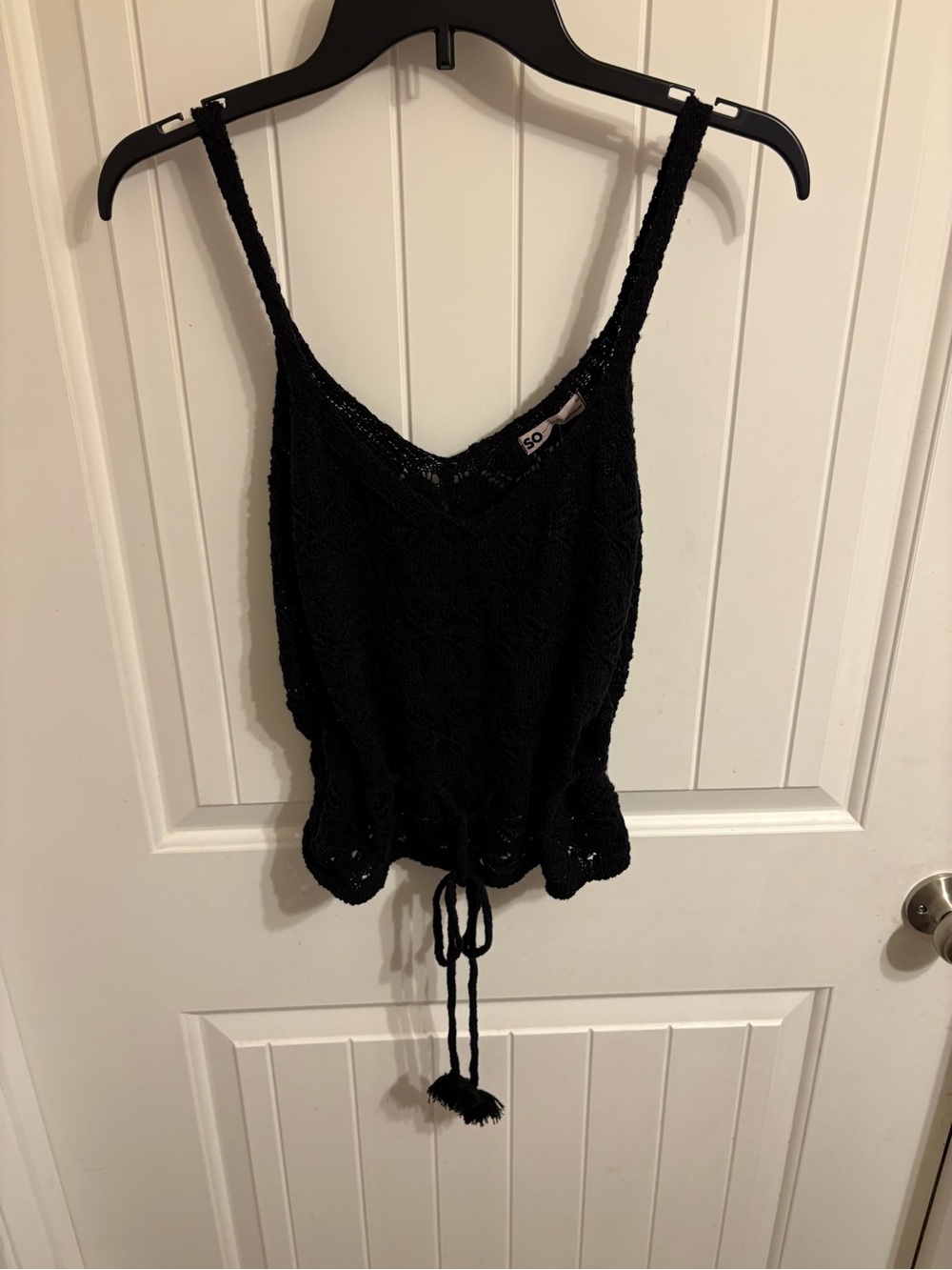 SO Black Crochet Drawstring Cami